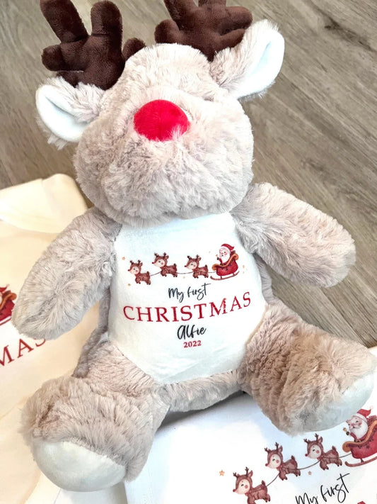 Personalised Rudolf Plush - Santa sleigh