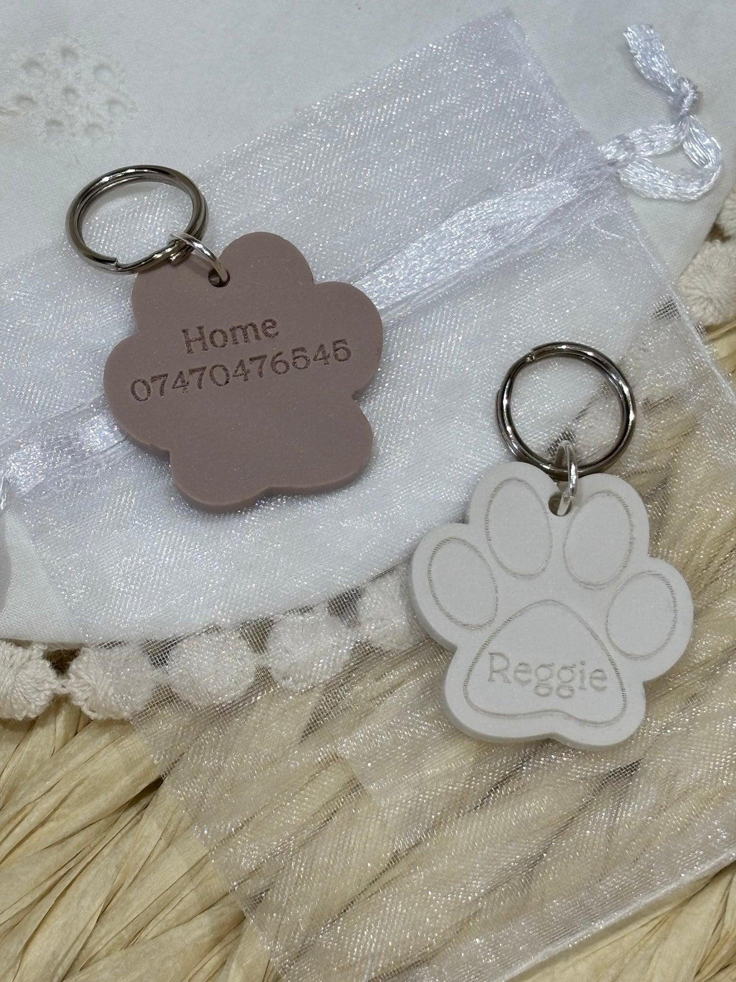 Paw Print Pet Tag - Personalised Acrylic Paw Tag