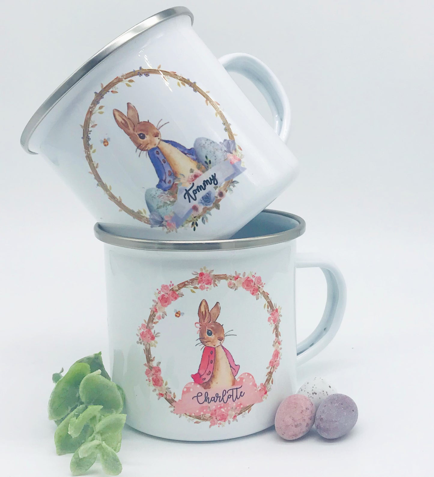 Personalised Easter Bunny Mug & Treat bag - Pink or Blue