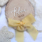 Personalised Baby Name Reveal Wooden Scallop Bow Plaque