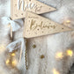 Nice list and Believe Wooden Christmas Flags