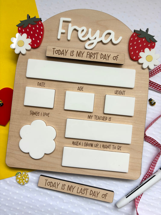 Personalised First Day of School Board - Strawberry Arch