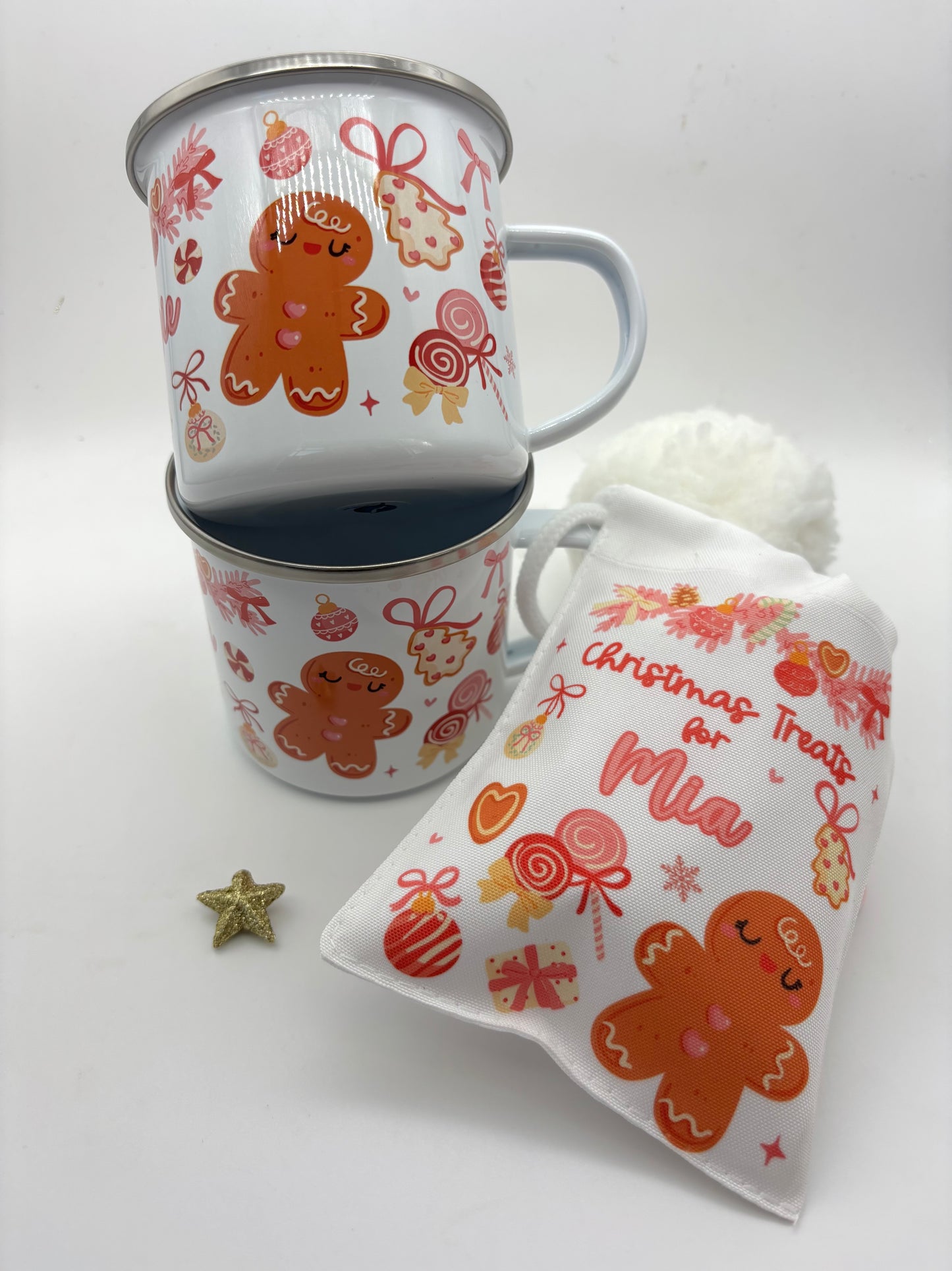 Pink Gingerbread Christmas Mug & Treat bag