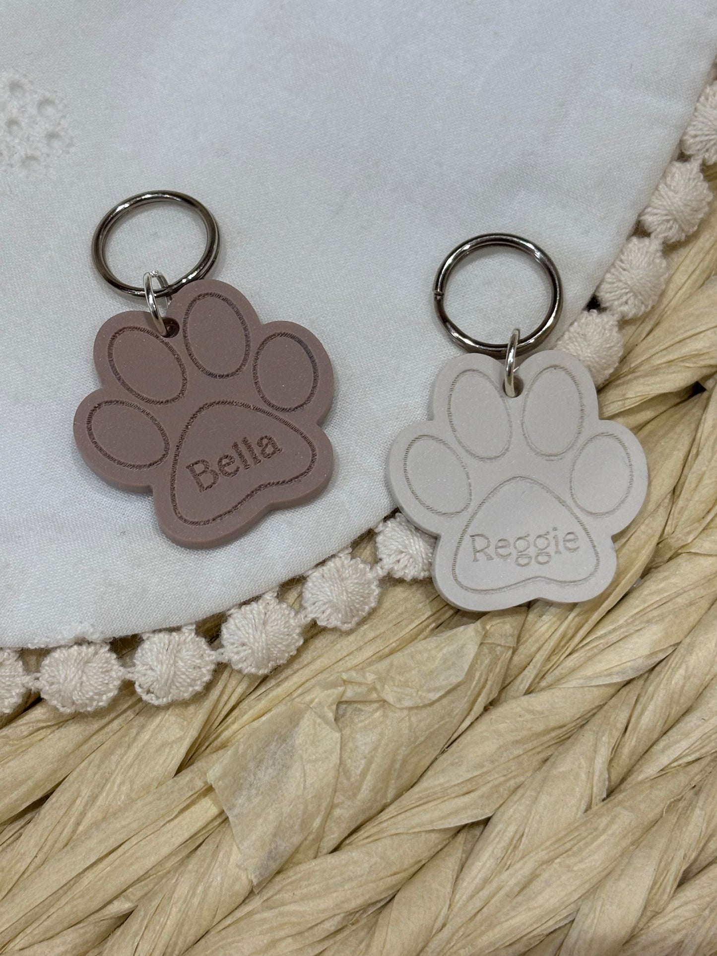 Paw Print Pet Tag - Personalised Acrylic Paw Tag