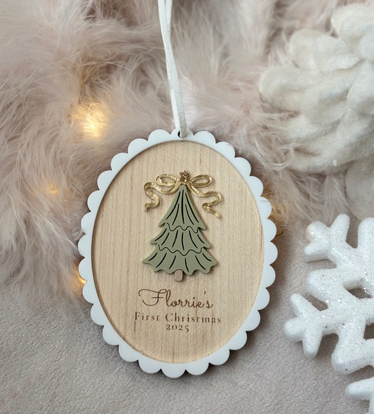 Personalised Scallop Christmas Tree - Wreath Bauble