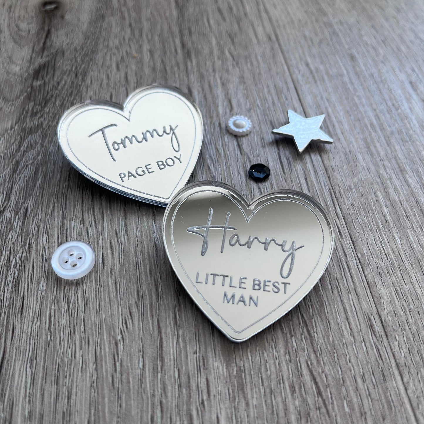 Personalised Page Boy, Mini Best Man Wedding Badge Silver