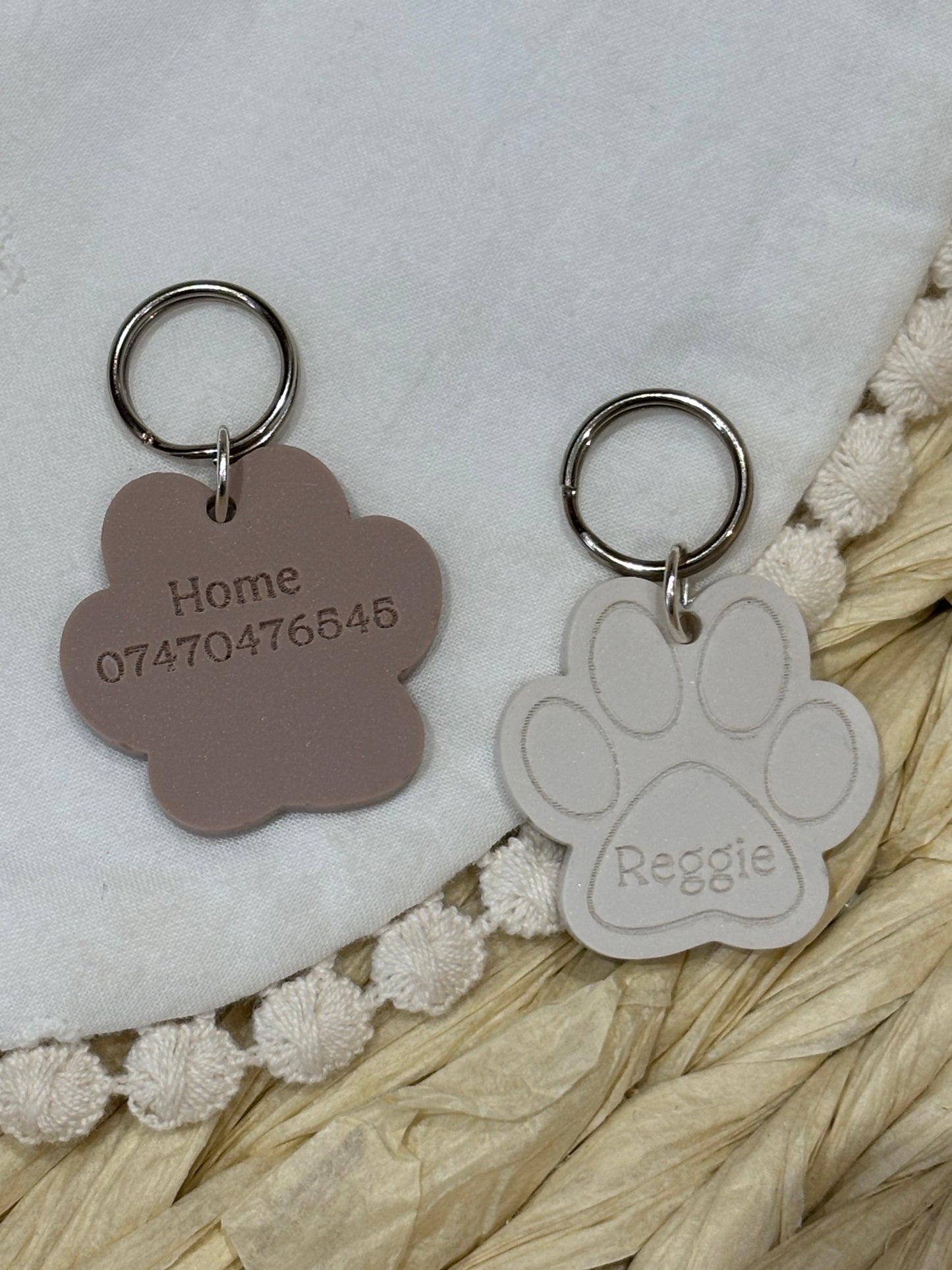 Paw Print Pet Tag - Personalised Acrylic Paw Tag
