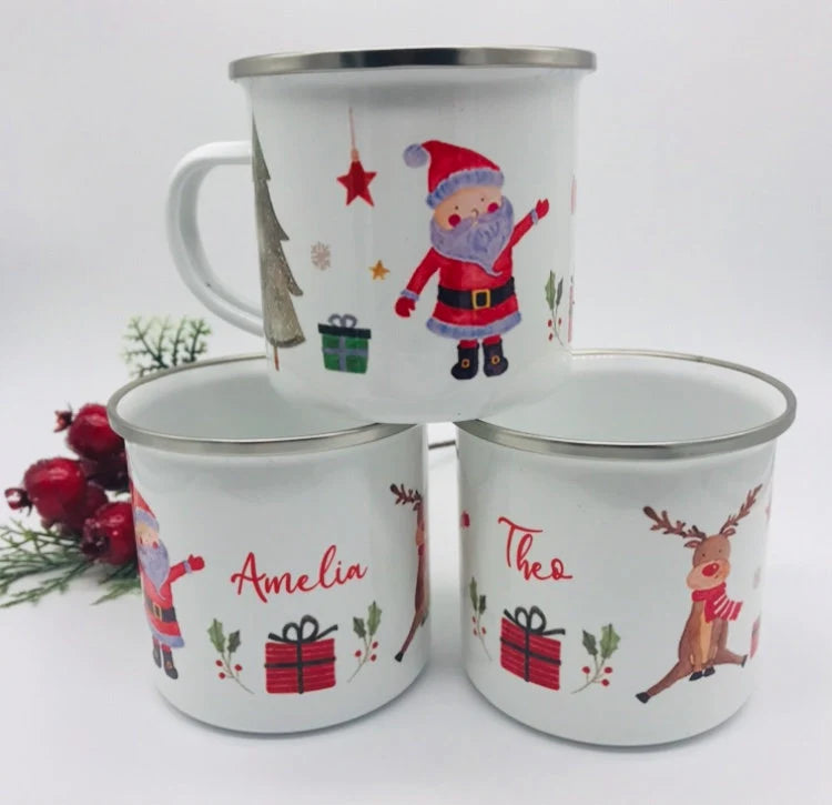 Personalised Santa & Rudolf Mug & Treat Bag