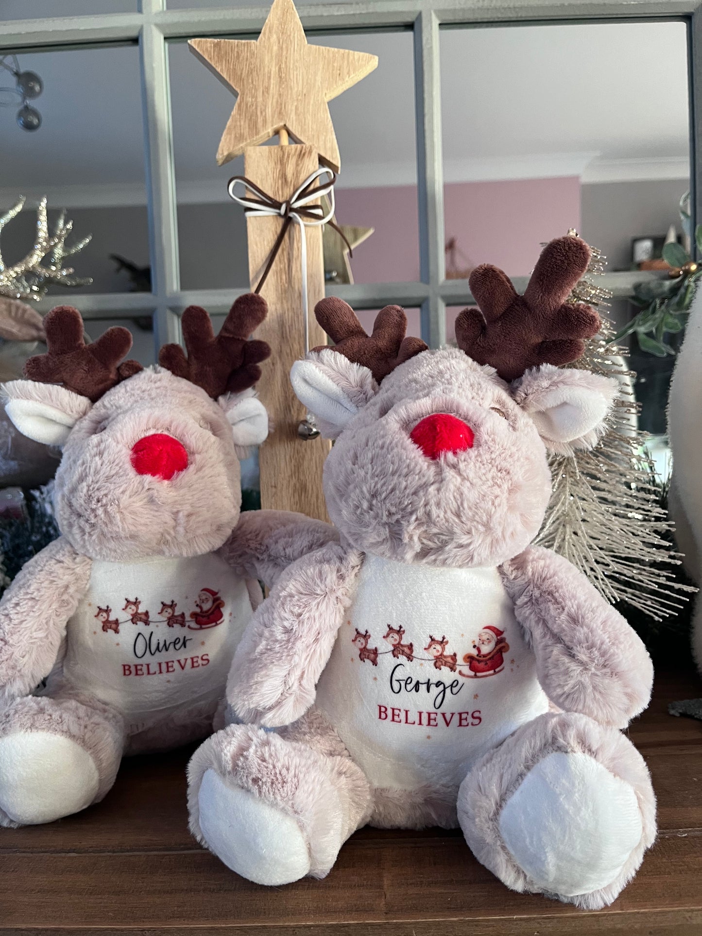 Personalised Rudolf Plush - Santa sleigh