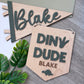 Dino Dude Personalised Plaque and Name Flag