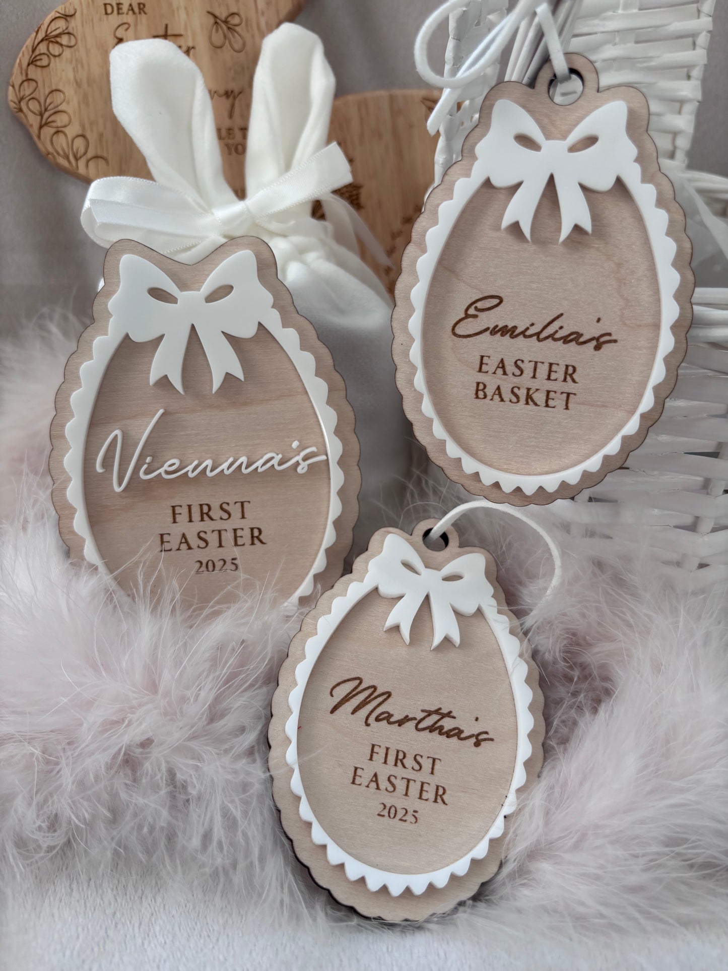 Personalised Easter Bow Basket Tag