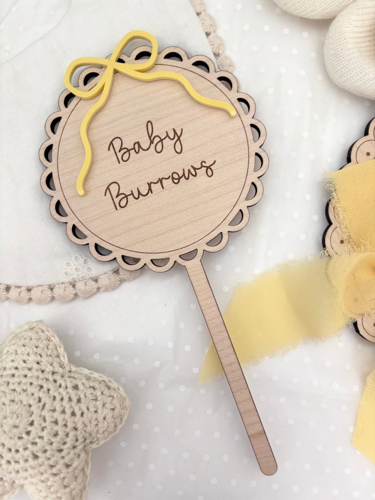 Personalised Wooden Cake Topper - Bow