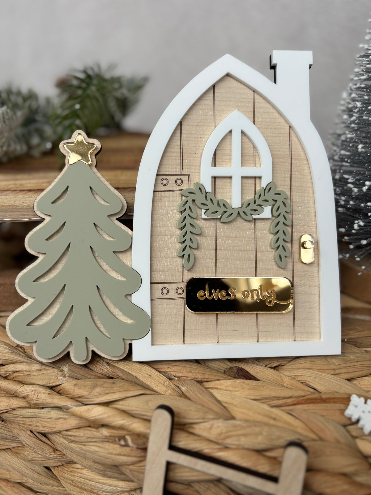 Personalised Magic Elf Door Christmas Shelf Sitter