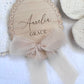 Personalised Wooden Birth Announcement Plaque with Chiffon Ribbon