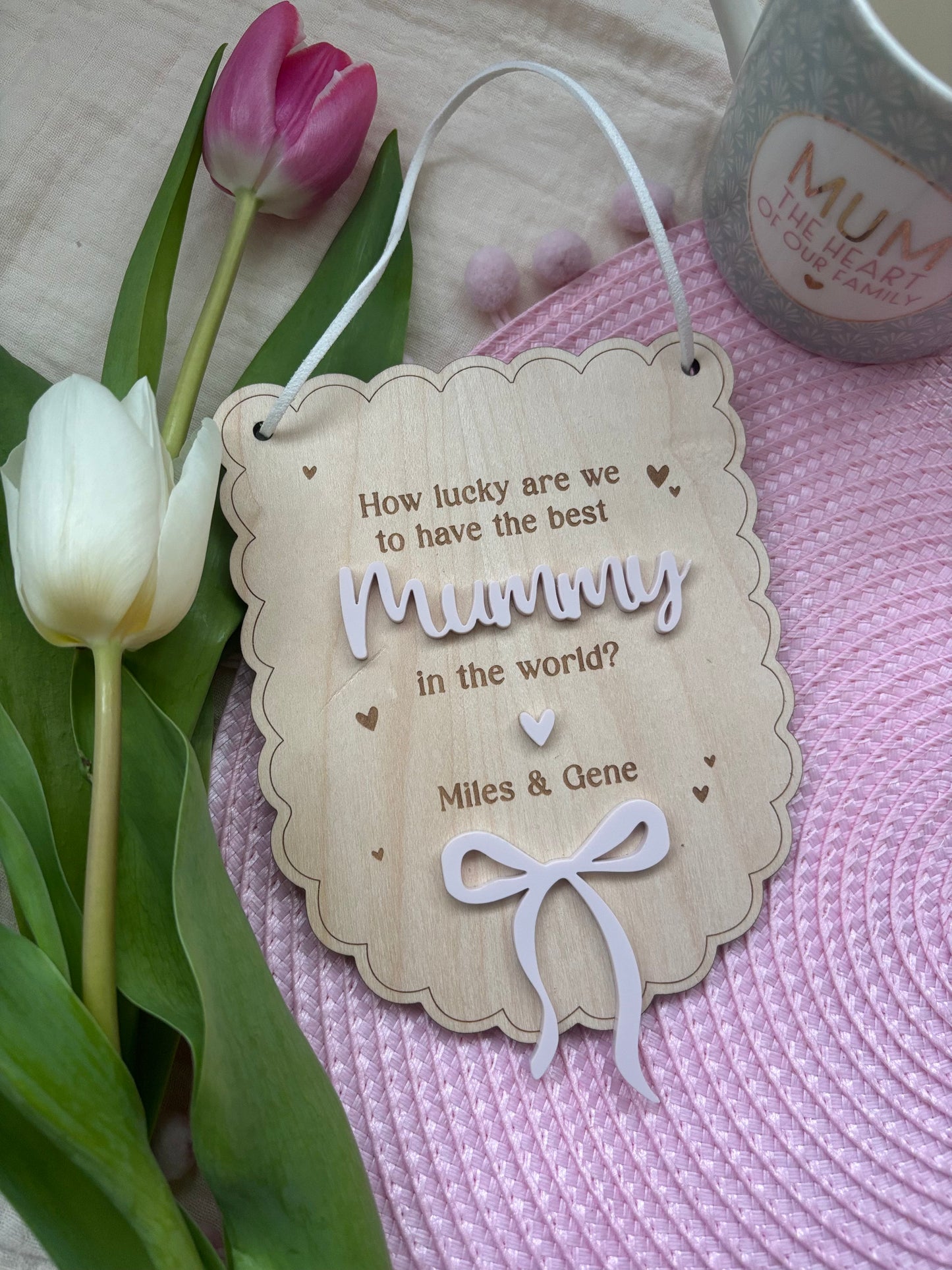 Mother's Day Gift Plaque - Best Mum in the World Personalised Gift Plaque Wood and Acrylic