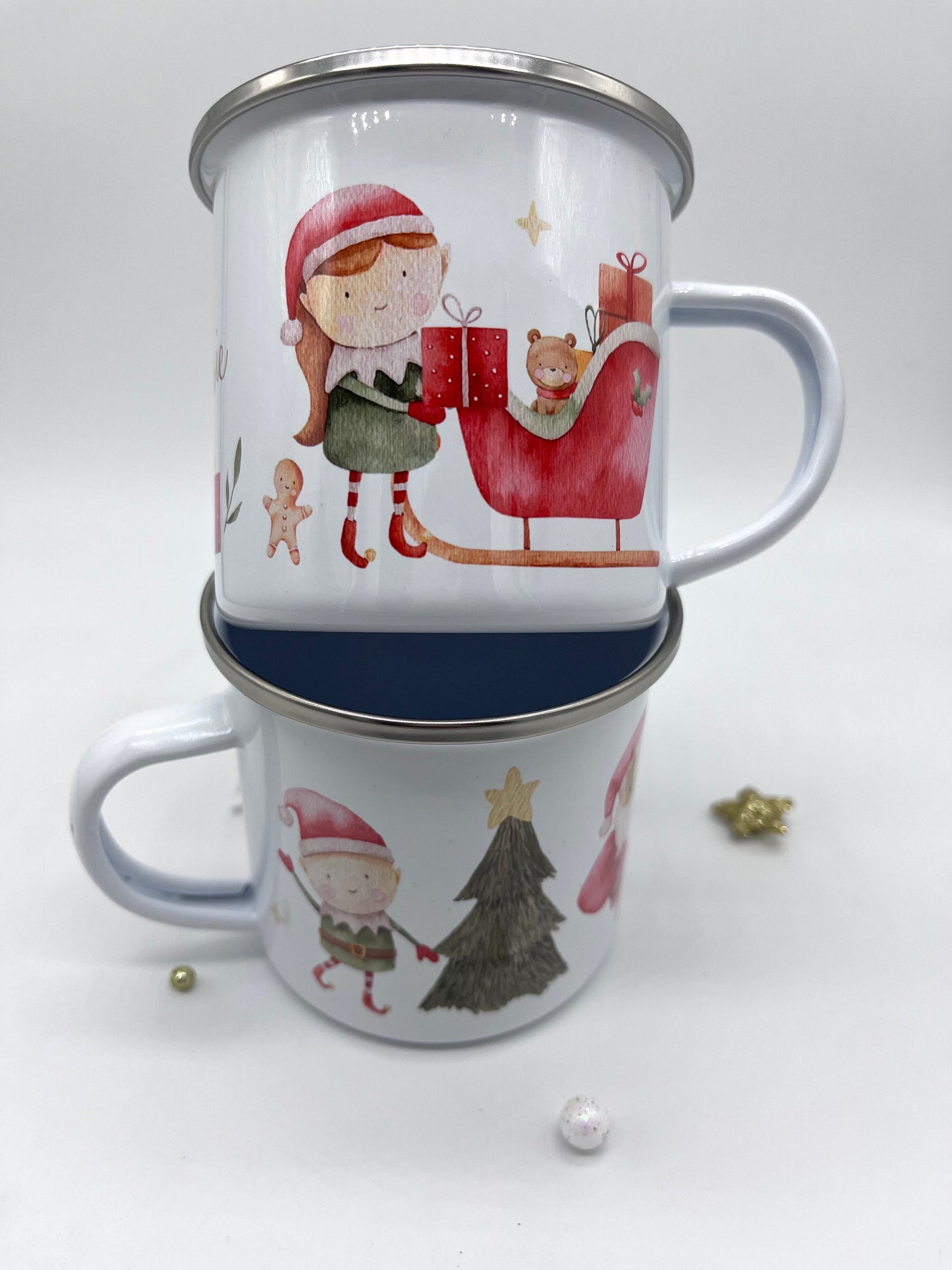 Personalised Santa & Elves Mug & Treat Bag