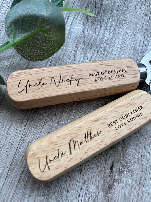 Personalised Beer Bottle Opener Best Godfather Godparent Gift