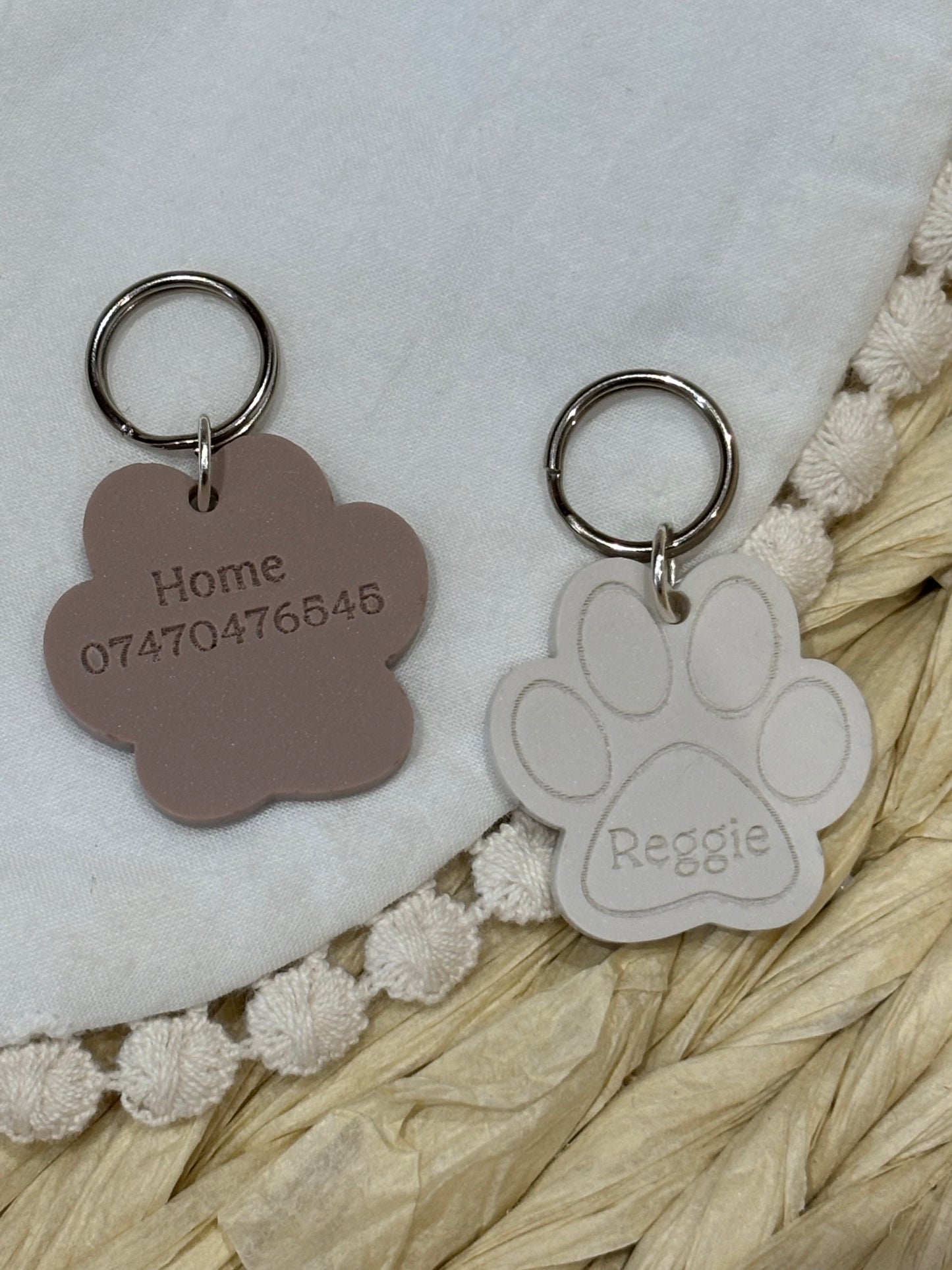 Paw Print Pet Tag - Personalised Acrylic Paw Tag