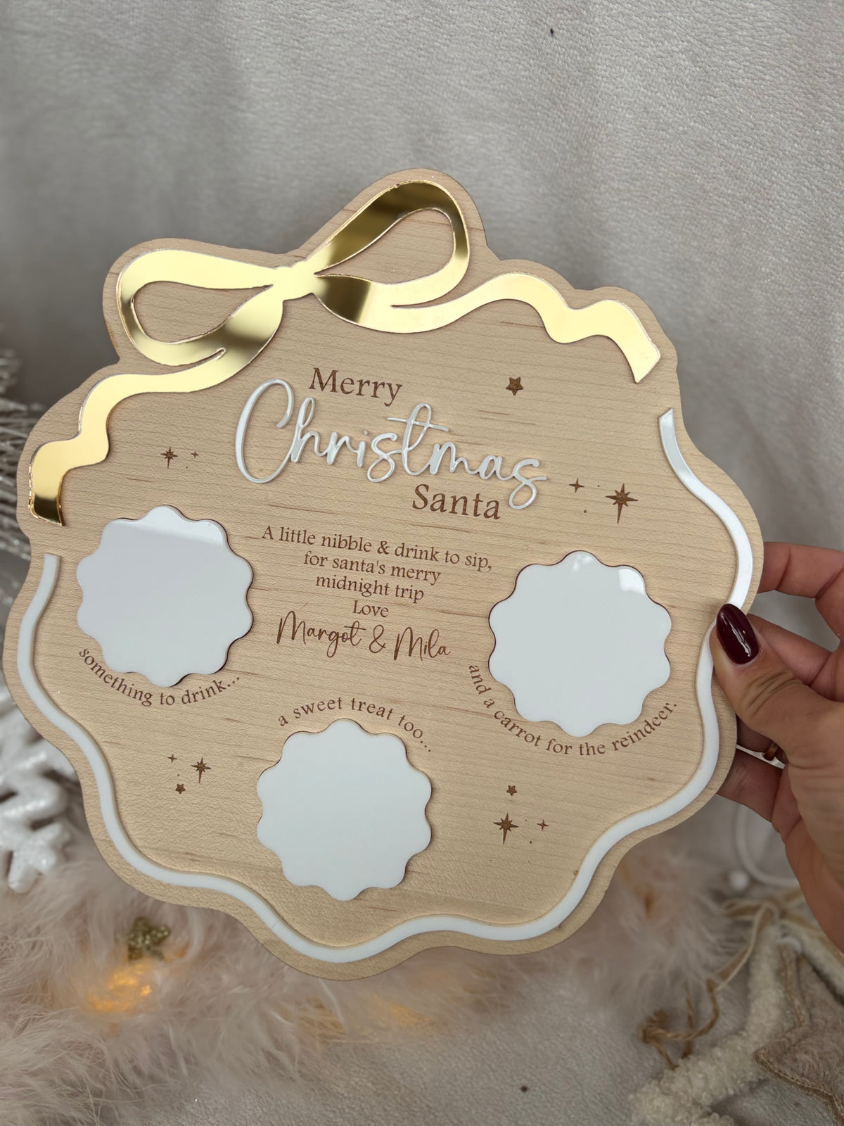 Santa’s Christmas Eve Treat Wavy Bow Board