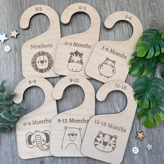 Wooden Baby Wardrobe Dividers - Jungle Set