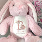 Personalised New Baby Girl Pink Bunny Teddy