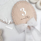 Scallop Wooden Monthly Milestone Markers Set with Chiffon Bow- Baby Gift
