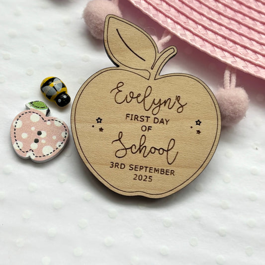 First Day of School Personalised Apple Badge