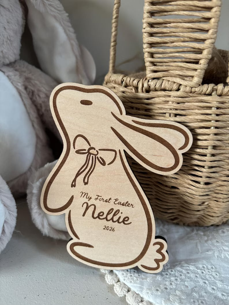 My First Easter Wooden Bunny Plaque