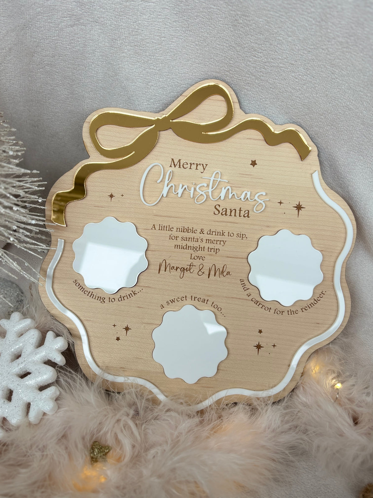 Santa’s Christmas Eve Treat Wavy Bow Board