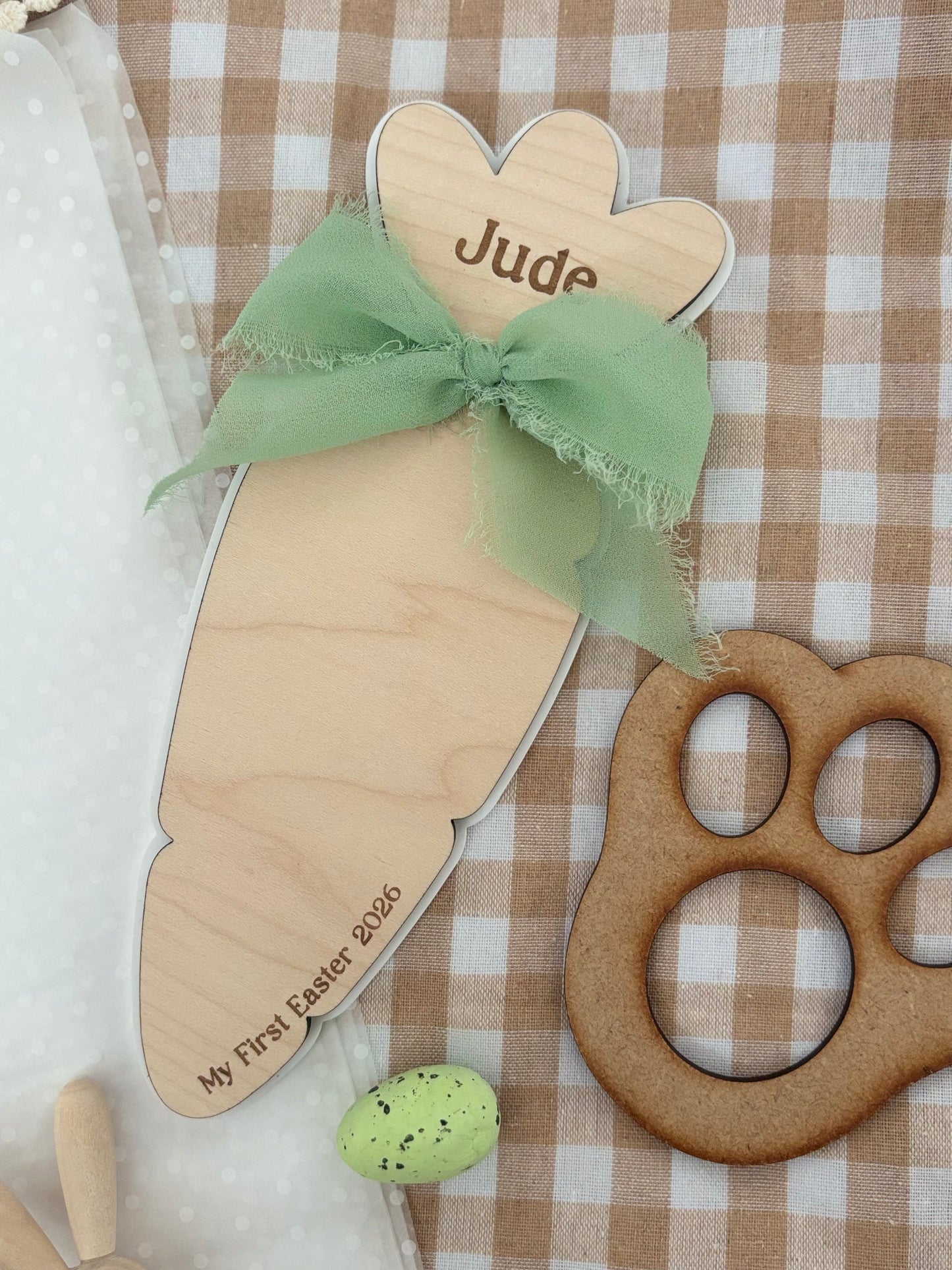 Personalised Carrot First Easter Footprint Plaque