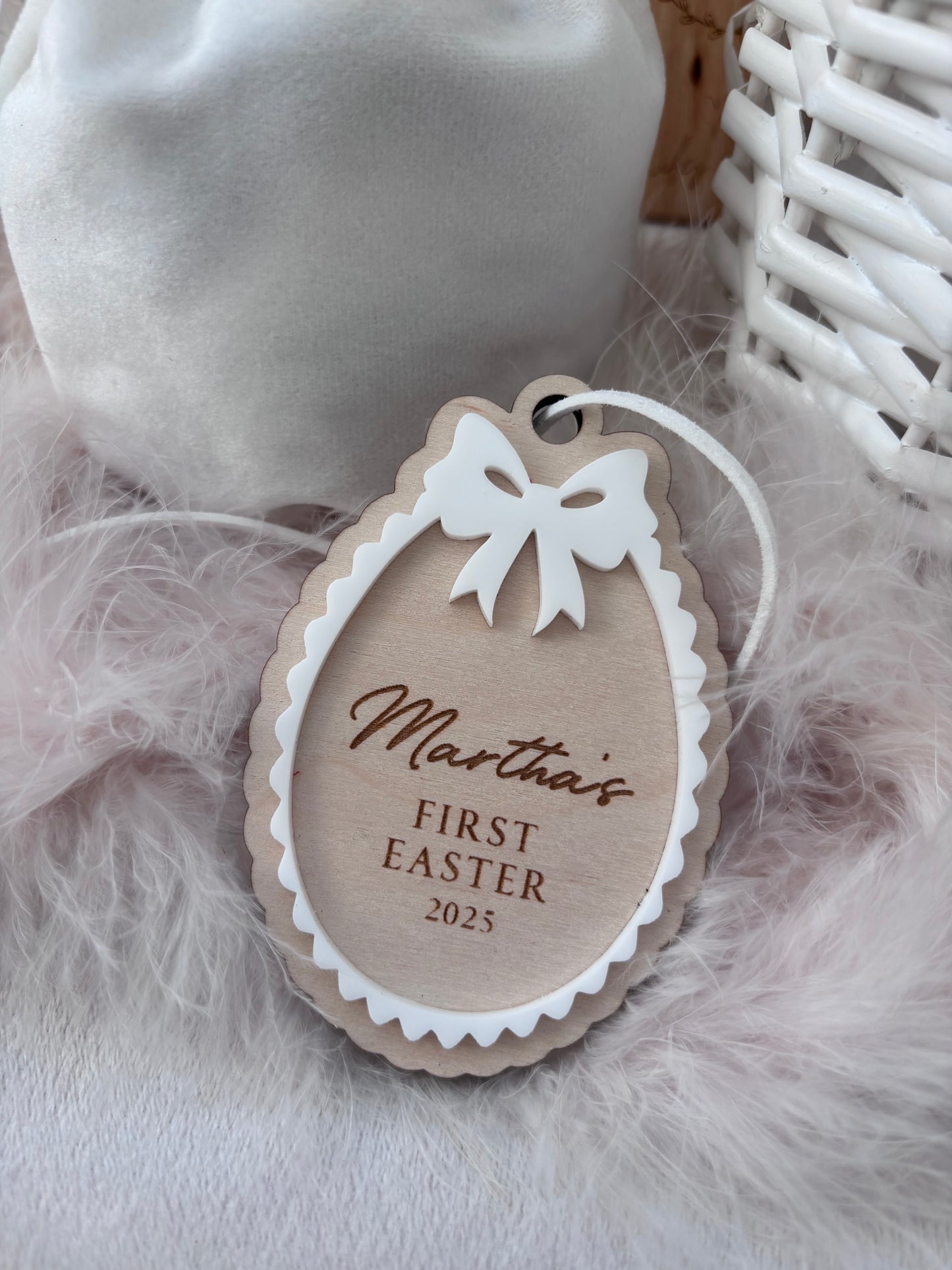 Personalised Easter Bow Basket Tag