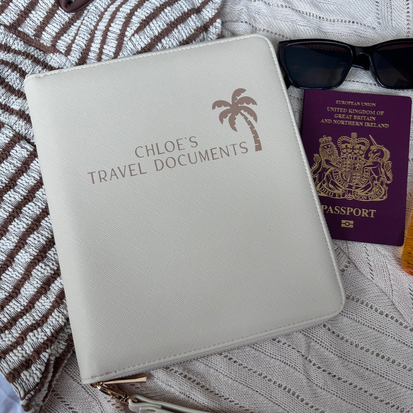 Luxury Personalised Travel Organiser - Palm Tree