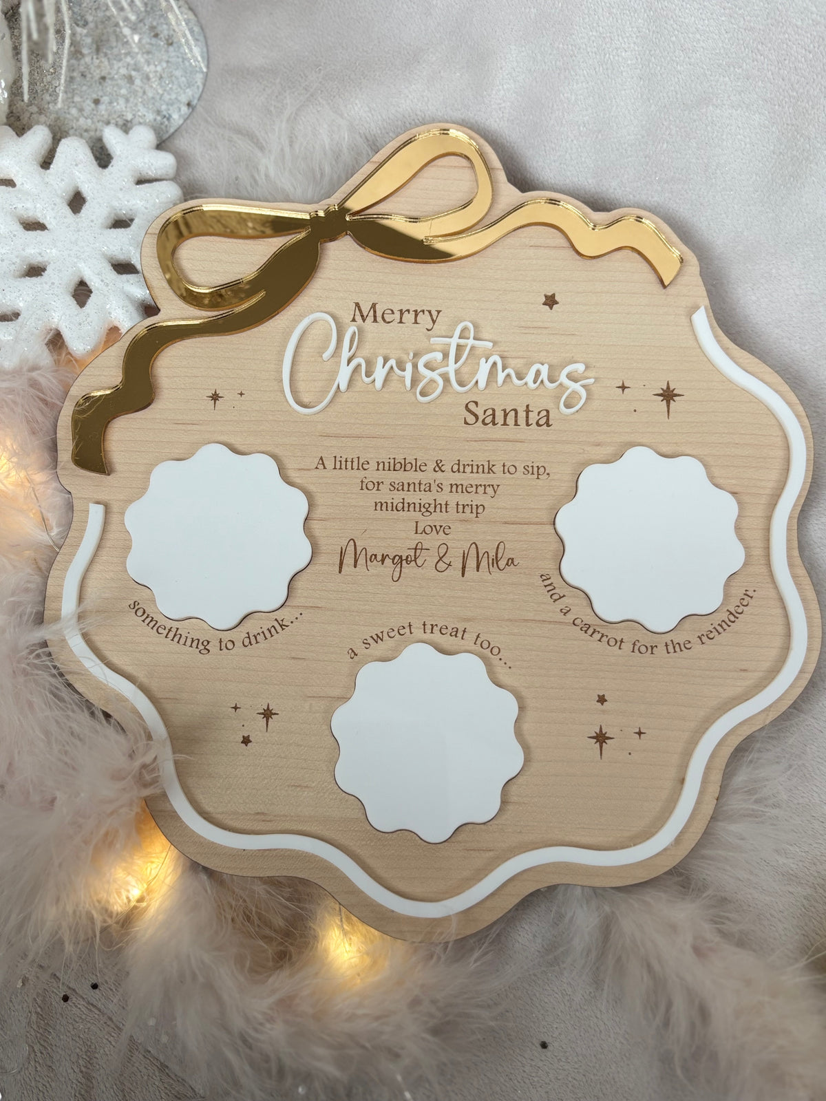 Santa’s Christmas Eve Treat Wavy Bow Board