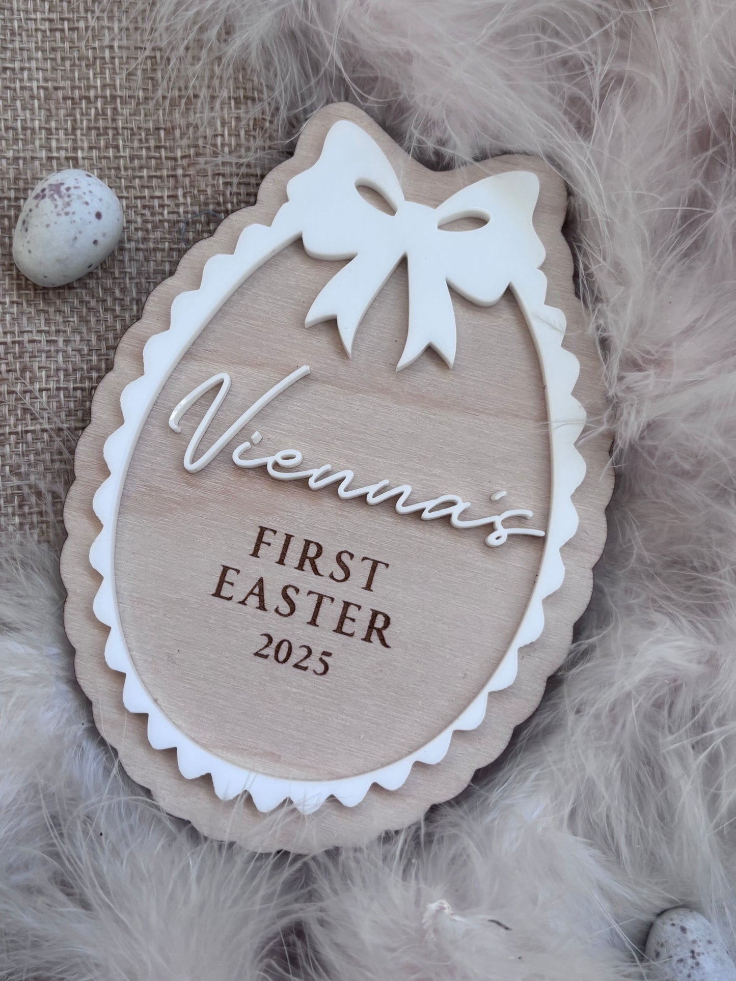 Personalised First Easter Scallop Plaque