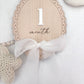 Scallop Wooden Monthly Milestone Markers Set with Chiffon Bow- Baby Gift