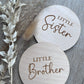 Double sided Little Brother or Sister gender announcement prop.