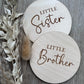 Double sided Little Brother or Sister gender announcement prop.