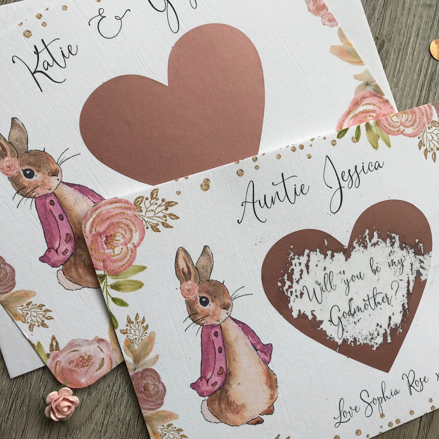 Personalised Godparent Proposal Flopsy Bunny Scratchcard