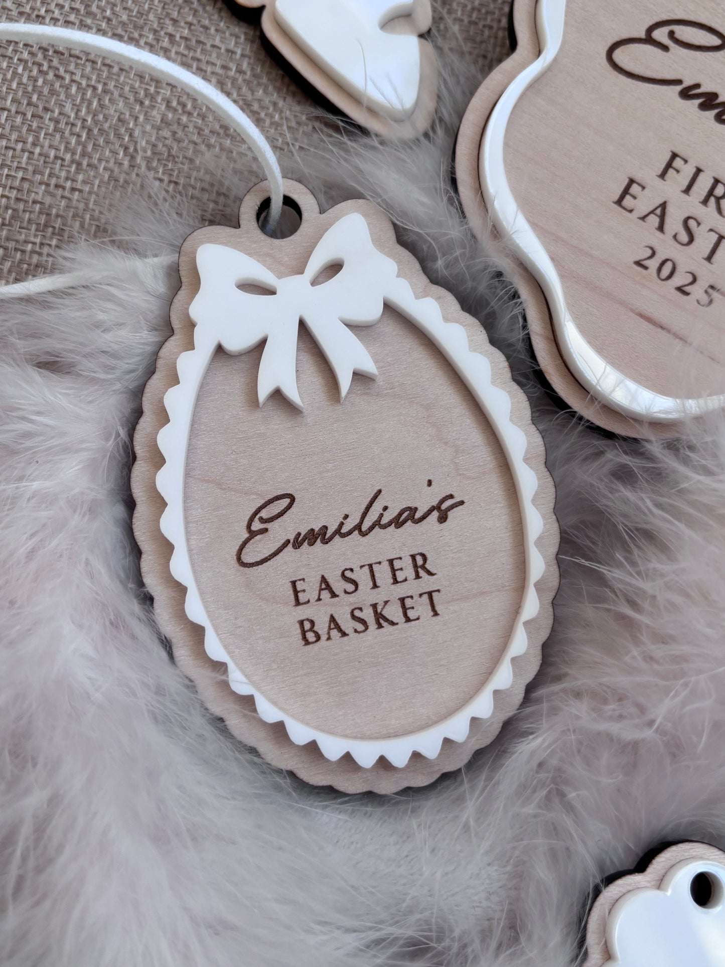 Personalised Easter Bow Basket Tag