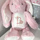 Personalised New Baby Girl Pink Bunny Teddy