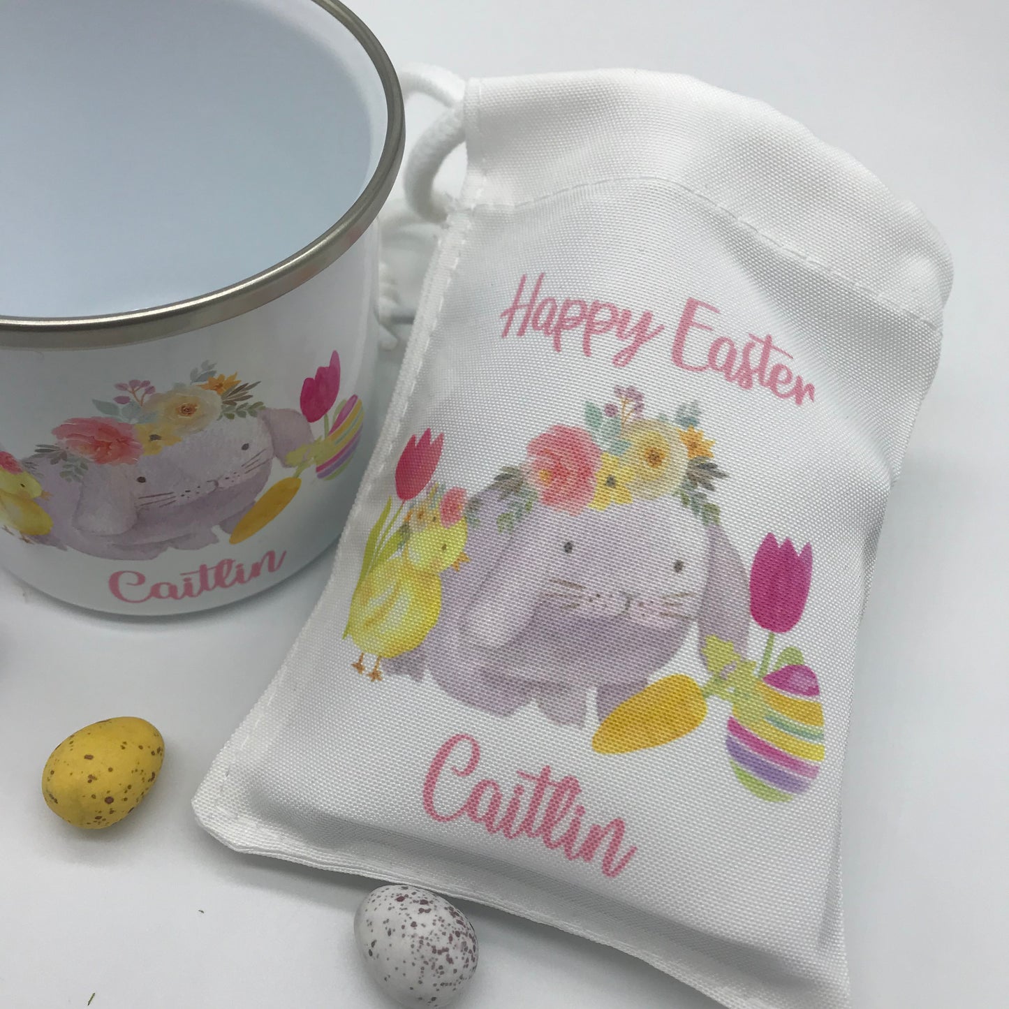 Personalised Easter Spring Bunny Mug & Treat bag