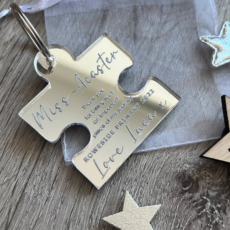 Personalised Teacher Puzzle Keyring