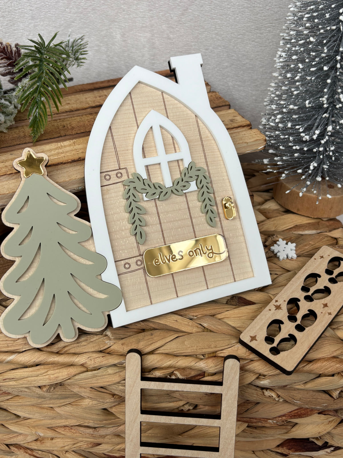 Personalised Magic Elf Door Christmas Shelf Sitter
