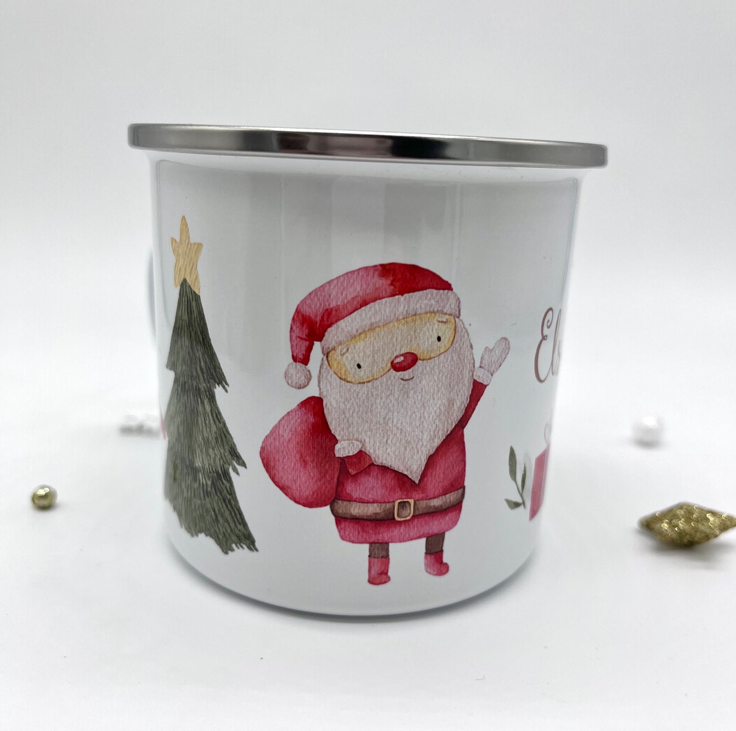 Personalised Santa & Elves Mug & Treat Bag