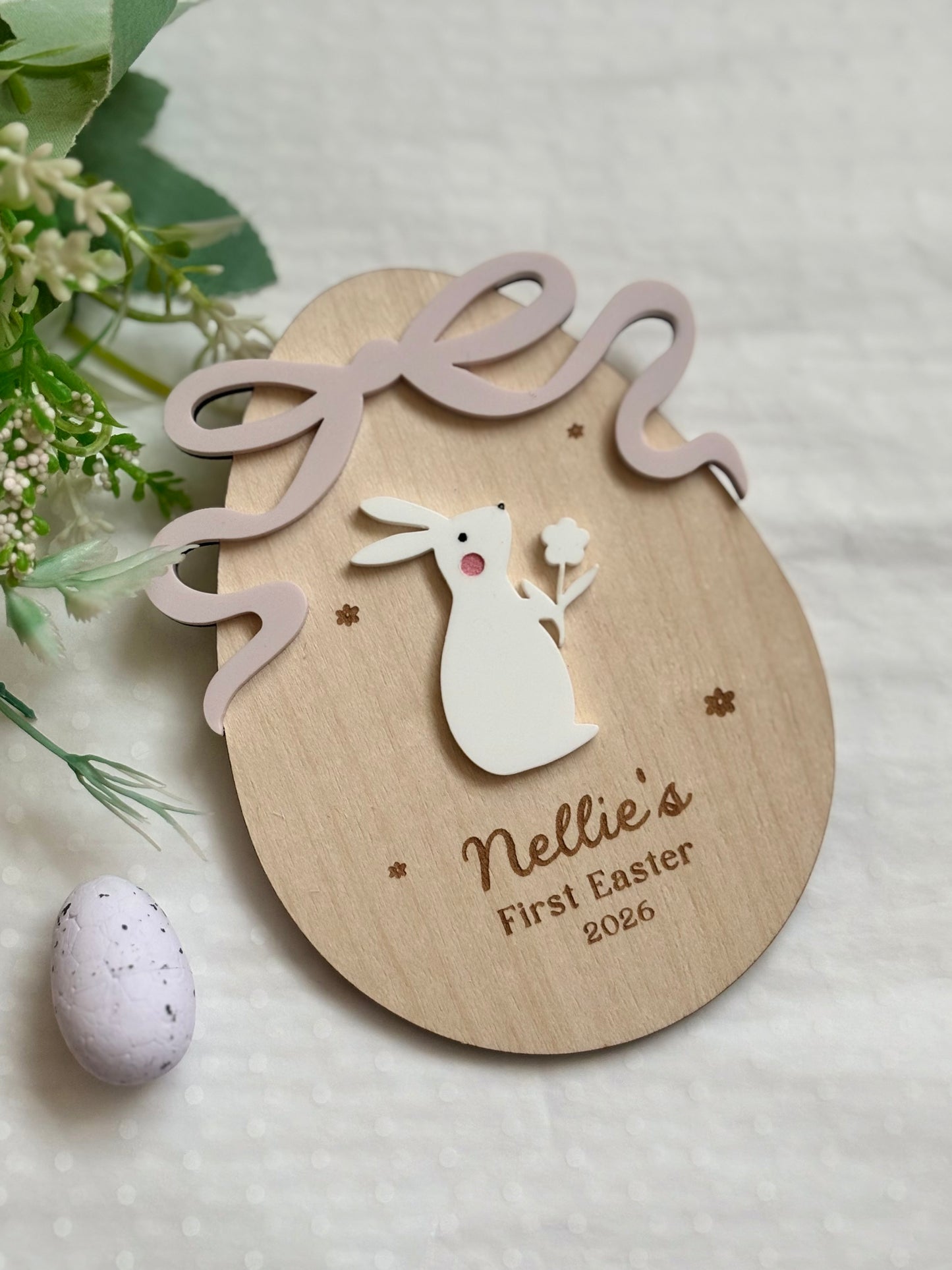 Bunnies and Bows First Easter Plaque & Basket Tag