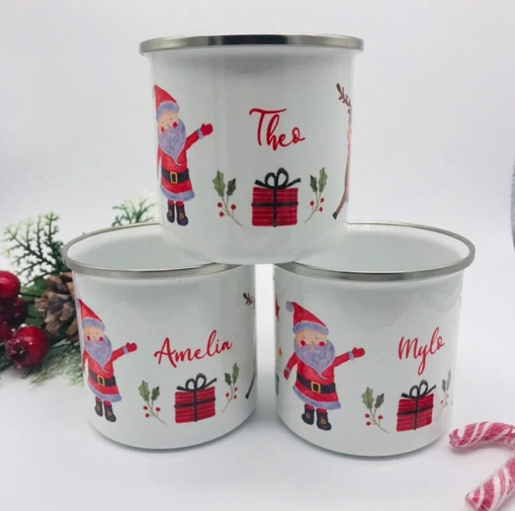 Personalised Santa & Rudolf Mug & Treat Bag