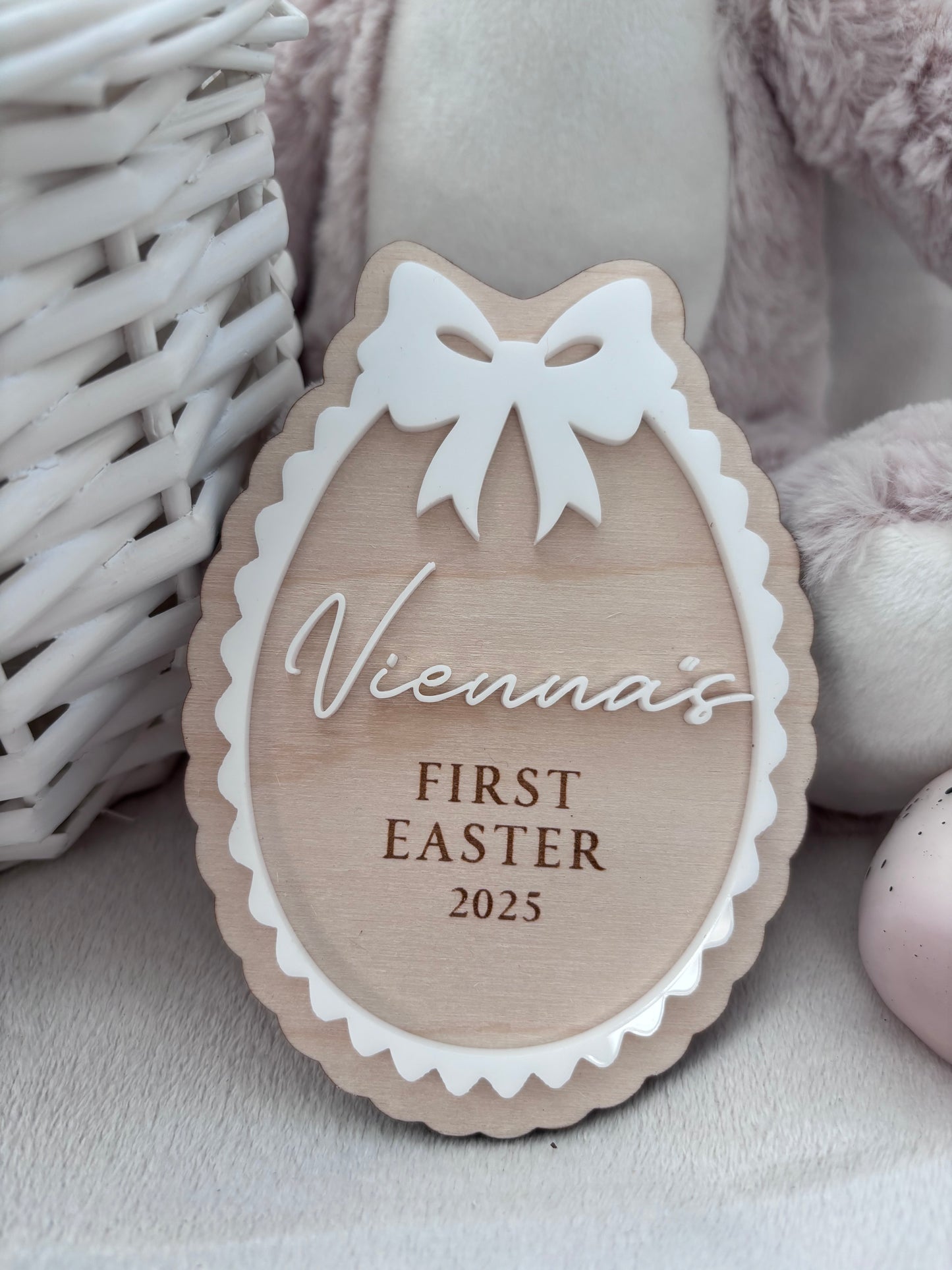 Personalised First Easter Scallop Plaque