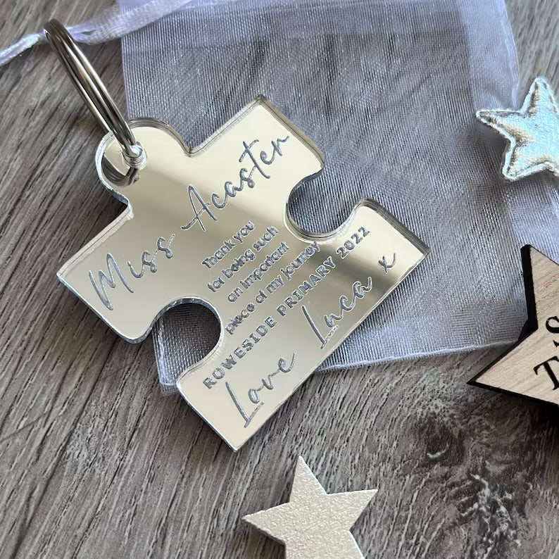 Personalised Teacher Puzzle Keyring