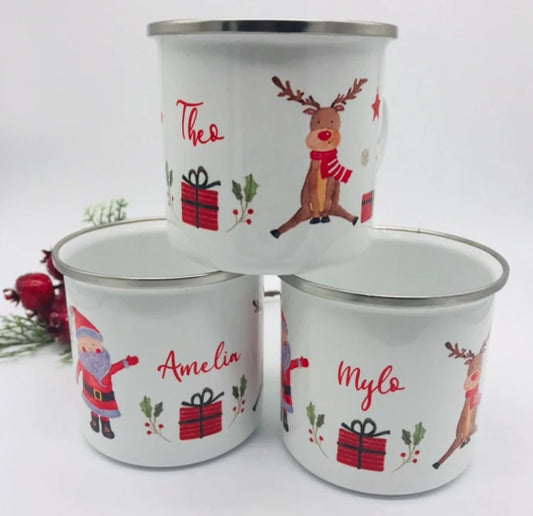 Personalised Santa & Rudolf Mug & Treat Bag