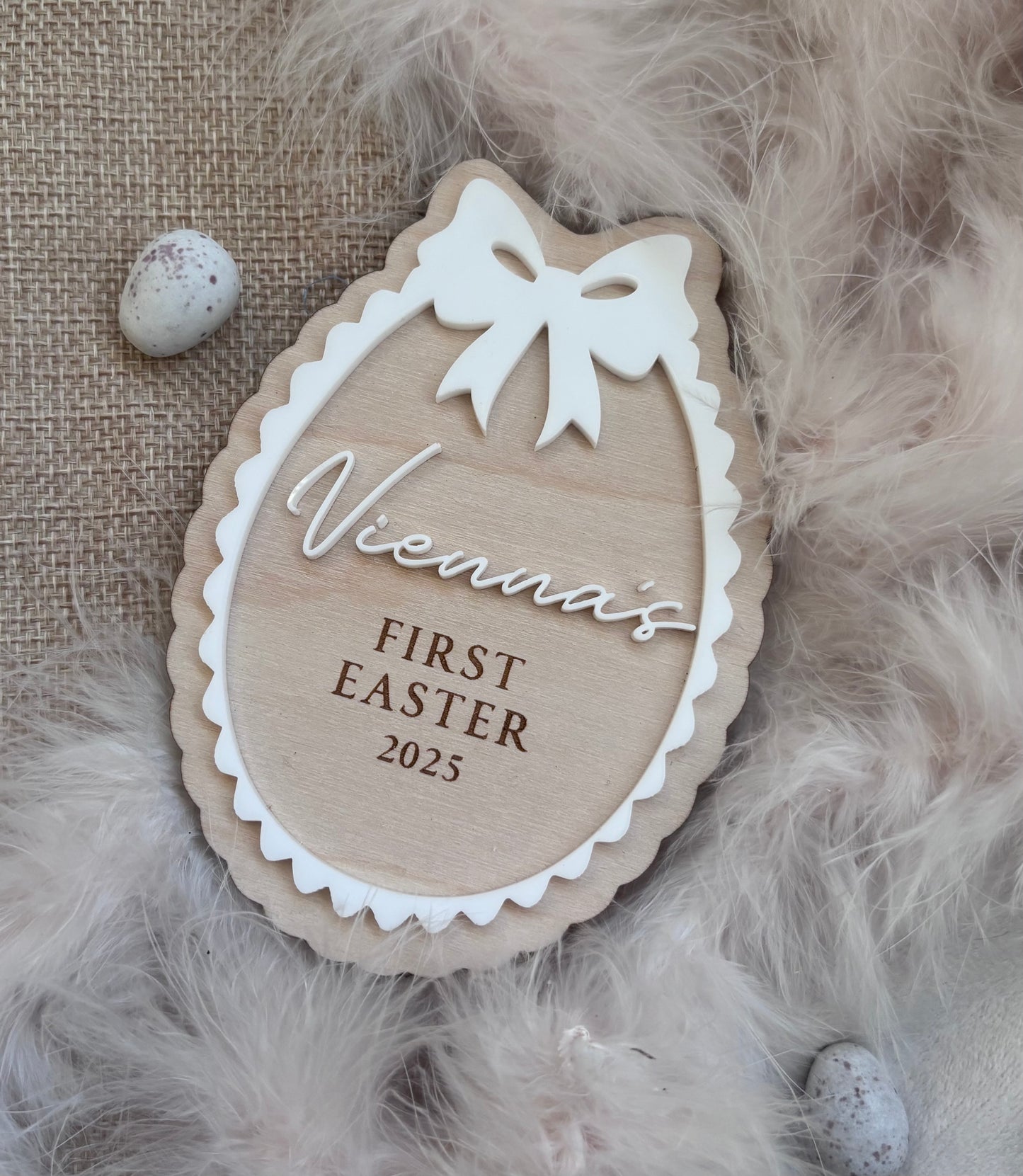 Personalised First Easter Scallop Plaque